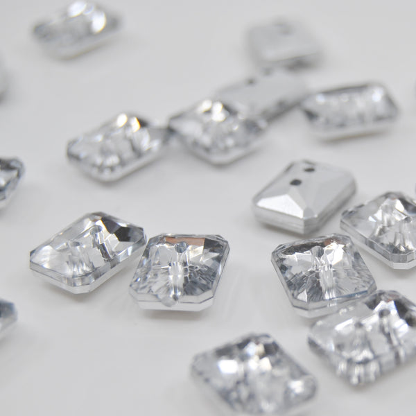 Button - All That Glitters 2 Hole, Rectangular - 13mm